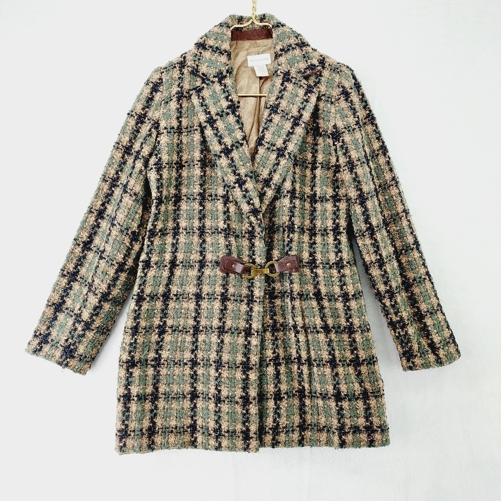Soft Surroundings Yorkshire Houndstooth Plaid Pea Coat, Size S - Picture 2 of 10